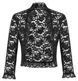 1 x RAW Customer Returns Women s Victorian Festive Bolero Short Lace Shrug Open Front Boleros 3 4 Sleeve Cardigan Wedding S Red Wine - RRP €22.18