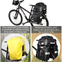 3 x RAW Customer Returns BAIGIO Bicycle Bag 3-in-1 Multifunction Waterproof Rear Rack Bag 75L Cycling Pannier Bag Rear Bike Backpack Travel Bag with Rain Cover, Men - RRP €184.47