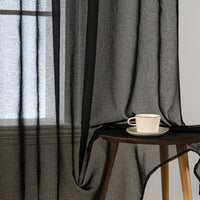 1 x RAW Customer Returns MIULEE Curtains with Ruffle Tape Set of 2 Curtains with Eyelets Living Room Curtains Made of Sheer Voile Curtains Transparent Bedroom Black 140 x 225 cm - RRP €20.16