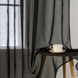 1 x RAW Customer Returns MIULEE Curtains with Ruffle Tape Set of 2 Curtains with Eyelets Living Room Curtains Made of Sheer Voile Curtains Transparent Bedroom Black 140 x 245 cm - RRP €21.17