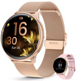 1 x RAW Customer Returns Loekneue 2024 Smartwatch Women Round with Phone Function 1.39 HD Touchscreen Watch with SpO2 Menstrual Cycle Sleep Monitor IP68 Waterproof Pedometer Fitness for iOS Android Pink Gold - RRP €39.99