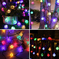 1 x RAW Customer Returns Wlevzzor Solar Outdoor Fairy Lights, 20M 180 LEDs Crystal Ball Fairy Lights, Solar Powered, Solar Patio Lighting with 8 Modes for Christmas Tree, Garden, Yard, Party 20M, Warm Light  - RRP €22.67