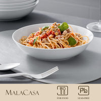 1 x RAW Customer Returns MALACASA, Regular Series, 6-piece pasta plate, soup plate, cream white porcelain salad plate, serving plate, deep plate for spaghetti, large soup bowl for pasta, soup, salad, fruit, 900 ml - RRP €36.29