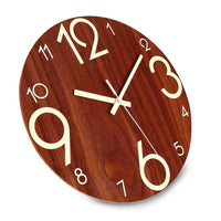 1 x RAW Customer Returns Plumeet Luminous Wall Clock - 30 cm Quiet Wooden Clock Fluorescent - Large Decorative Wall Clock for Kitchen, Office and Bedroom Flat Numbers  - RRP €20.15