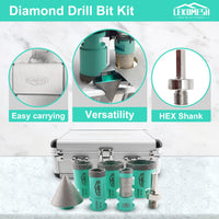 1 x RAW Customer Returns Diamond Core Bit Kit - 7pcs 20mm Drilling Milling 25 35 45 50mm 50mm Diamond Chamfering Cutter Adapter LEKOMESH For Porcelain Ceramic Tile Marble Granite Stone Quartz - RRP €113.1