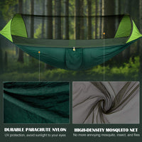 1 x RAW Customer Returns MoKo Camping Hammock with Mosquito Net, 2 in 1 Outdoor 2 Person Hammock Ultralight Portable Parachute Nylon Hammock with 200kg Load Capacity for Outdoor Camping - Green - RRP €29.5