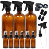 1 x Brand New Youngever Set of 9 Empty Glass Spray Bottles 500ML and 60ML Amber  - RRP €19.2