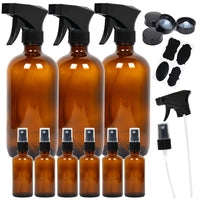 1 x Brand New Youngever 9 Packs Spray Bottles, Glass Spray Bottle, 3 Packs 500ml, 6 Packs 60ml Amber  - RRP €36.35