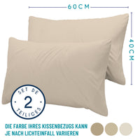 1 x RAW Customer Returns Dreamzie Pillowcases Set of 2 - Beige - for Pillows 40 x 60 cm - 100 Jersey Cotton - Cotton Pillowcase - Bed Cushion Cover - Pillow Protector - RRP €12.5