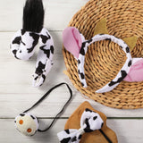 1 x RAW Customer Returns Aoriher 4 Pieces Cow Costume Set Ears Horns Headband Cow Nose Bow Tie and Tail Cow Dress Costume Set Accessories for Kids Halloween Carnival World Book Day Cosplay - RRP €14.0