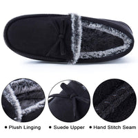 1 x Brand New DL Slippers Men s Plush Moccasins Slippers with Memory Foam Winter Warm Slippers for Men Faux Fur Lined Closed Toes Non-Slip Rubber Sole Slippers Slippers, 44 EU - RRP €23.86