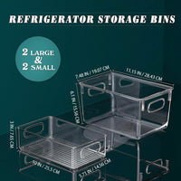 1 x RAW Customer Returns FINEW Set of 4 Stackable Refrigerator Organizers - 2 Large 2 Medium, Storage Box for Freezers, Kitchen Countertops and Cabinets, Clear Plastic Pantry Food Storage - BPA Free - RRP €34.99