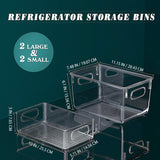 1 x RAW Customer Returns FINEW Set of 4 Stackable Refrigerator Organizers - 2 Large 2 Medium, Storage Box for Freezers, Kitchen Countertops and Cabinets, Clear Plastic Pantry Food Storage - BPA Free - RRP €34.99