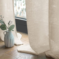 1 x RAW Customer Returns MIULEE Set of 2 Voile Curtains Sheer Linen Curtain with Eyelets Transparent Irregular Texture Curtain Eyelet Curtain Window Curtain Translucent for Bedroom 175 x 140cm H x W Golden Beige - RRP €38.09