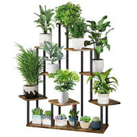 1 x RAW Customer Returns YOCOMEY 9-Tier Wooden Flower Rack Plant Rack, Multi-Tier Flower Stand Plant Stand Flower Bench Flower Stairs Plant Stairs Standing Shelf for Indoor Garden Balcony Decoration Black  - RRP €80.66