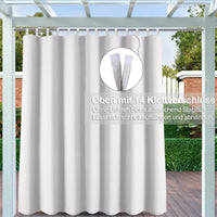 1 x RAW Customer Returns Clothink Outdoor Curtains Velcro 255 x 245 cm Grey-White 2 Pieces Balcony Curtain Loops Opaque Privacy UV Protection Against Weather Garden Balcony Yard - RRP €67.95