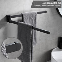 1 x RAW Customer Returns BGL towel rail black, stainless steel, wall mounted, towel rail with 2 swivel bars - RRP €27.22