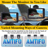 2 x RAW Customer Returns AMTIFO Rear View Camera Wireless HD Radio Camera Set with 5 Inch Monitor Supports Adding 2 Rear View Cameras Motorhome Reversing Camera License Plate Holder, Waterproof IP69 Camera - A6 - RRP €181.48