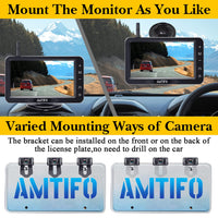 1 x RAW Customer Returns AMTIFO Rear View Camera Wireless HD Radio Camera Set with 5 Inch Monitor Supports Adding 2 Rear View Cameras Motorhome Reversing Camera License Plate Holder, Waterproof IP69 Camera - A6 - RRP €90.74