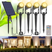 1 x RAW Customer Returns B-right solar spotlight garden lights with remote control, IP65 pack of 4 garden lighting garden spotlights with ground spike, LED solar lamp outdoor garden, 2700K warm white solar spotlight for yard patio trees - RRP €40.33