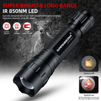 1 x RAW Customer Returns DARKBEAM Infrared Flashlight Night Vision 850nm LED Infrared Light 10W, Work for Night Vision Devices, Zoomable Invisible IR Illuminator Rechargeable for Hunting, Observation, Rescue, with Battery Clip - RRP €50.41