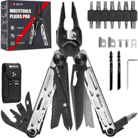 1 x RAW Customer Returns Gift for Men, BIBURY Multitools, Outdoor Multi Tool Foldable Pliers with Improved Scissors and Screwdriver, Stainless Steel Multitools with Nylon Bag, Christmas Gifts for Dad - RRP €37.09