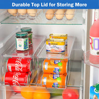 1 x RAW Customer Returns Puricon Pack of 2 Can Holders Refrigerator Organizer with Lid for Canned Drinks, Stackable Plastic Can Dispenser Can Holder Container Drinks Storage Box Kitchen Storage BPA Free Medium - RRP €24.85