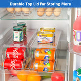 1 x RAW Customer Returns Puricon 2 Pack Can Holder Refrigerator Organizer with Lid for Canned Drinks, Stackable Plastic Can Dispenser Cans Can Holder Container Drinks Storage Box Kitchen Storage BPA Free - Medium - RRP €24.85