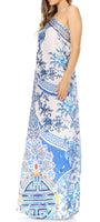 1 x Brand New Sakkas 1914 - Dora Women s Elegant Casual One Shoulder Long Dress with Print - 428 - OS - RRP €86.99