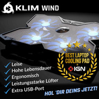 1 x RAW Customer Returns KLIM Wind Laptop Cooler - More than 500 000 units sold - NEW 2023 - Powerful - Fast Cooling - 4 Fans PC Notebook PS4 Ventilated Laptop Stand - White and Blue - RRP €30.35