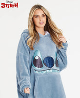 1 x RAW Customer Returns Disney Women s Sweatshirt Girl s Oversized Fleece Blanket Sweatshirt One Size Stitch Blue  - RRP €40.49