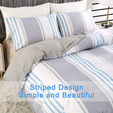 1 x RAW Customer Returns Qucover Stripe Duvet Cover Set 155x220 Grey Blue Single, and 2 Pillow Cases 80x80 cm - RRP €22.61