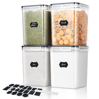 1 x RAW Customer Returns Surejoy 5.2L large storage containers with lids, airtight set of 4 with chalk markers and labels, BPA free plastic storage box kitchen, sugar pasta flour cereal cornflakes storage storage container - RRP €32.2