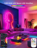 1 x RAW Customer Returns Lamomo Neon LED Strip 10m, RGB LED Strip with Remote APP Control, Waterproof Flexible LED Strip, Music Sync Indirect Lighting Tape for Living Room, Bedroom, Playroom - RRP €59.99