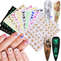 1 x Brand New Adisno Butterfly Nail Stickers Self-Adhesive Nail Art Stickers Simulation Butterfly Nail Decoration for Female Birthday Holiday Party Gift Nail Accessories - RRP €20.4