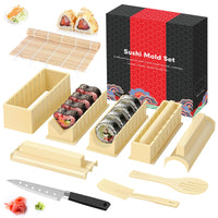 1 x RAW Customer Returns SKYSER Sushi Maker set, 12 items Sushi Maker Kit for beginners to make yourself, can be used as a sushi plate with sushi rice roll molds, sushi knife, sushi rolling mat white  - RRP €24.47