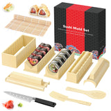 1 x RAW Customer Returns SKYSER Sushi Maker Set, 12 Item Sushi Maker Kit for Beginners to Make Yourself, Can Be Used as a Sushi Plate with Sushi Rice Roll Form, Sushi Knife, Sushi Rolling Mat White  - RRP €24.65