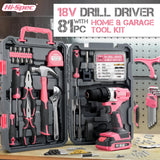 1 x RAW Customer Returns Hi-Spec 81-piece pink tool set with 18V pink cordless drill and bit set. DIY for the woman in the house. All in one storage case - RRP €92.99