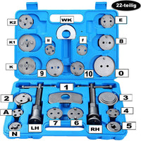 1 x RAW Customer Returns FreeTec 22 pcs. Universal brake piston rewinder set brake caliper piston wind back tool kit brake repair tool brake piston - RRP €27.19