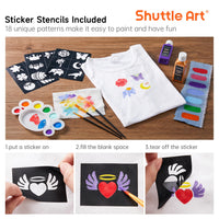 1 x RAW Customer Returns Shuttle Art textile paint machine washable, 18 washable fabric paints 60ml each in bottles with brushes, templates, waterproof fabric paints for children on T-shirts, shoes, jeans, bags, clothes - RRP €29.99