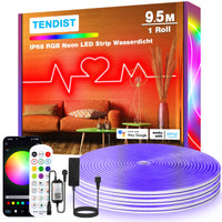 1 x RAW Customer Returns TENDIST 9.5M RGB Neon LED Strip Outdoor, IP68 Waterproof WiFi Flexible Neon LED Strip Alexa Compatible, 24V DIY Music Sync Silicone Neon Lamp for Bedroom, Party, Patio, Outdoor Decoration - RRP €66.19