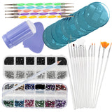 38 x Brand New Nail Art Designs Set with 2 Boxes of 1500 Gemstones Crystals Gems, Stampers Scrapers, Stamping Plates, Dotting Tools, Nails Brushes and Rhinestones Decorations Picker Pencil by VAGA - RRP €572.28