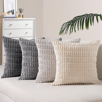 1 x RAW Customer Returns Topfinel Boho cushion cover 50 x 50 cm gray set of 4 corduroy velvet cushion covers sofa cushion decorative cushion decoration for sofa bedroom living room children fluffy color gradient - RRP €33.26