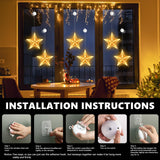 2 x RAW Customer Returns Joomer LED star Christmas lights, 31 LED window decoration fairy lights battery timer with suction cups, warm white meteor shower light effects Christmas star indoor for balcony wedding party 2 pieces  - RRP €34.28