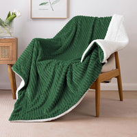 6 x Brand New MIULEE Cuddly Blanket Thick Blanket Lamb Blanket Bedspread Striped Fluffy Soft Blanket Sofa Throw Couch Blanket for Bed Sofa Living Room 125 x 150 cm Dark Green - RRP €209.94