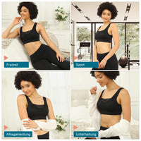 1 x RAW Customer Returns Vertvie Women s Strech Without Underwire Push Up Yoga Sports Bra Top Set for Fitness Training Padding Pack of 3 EU 3XL Day 4XL, Black White Skin Color  - RRP €29.84