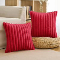 1 x RAW Customer Returns MIULEE Plush Velvet Cushion Cover Faux Fur Soft Modern Sofa Cushions Throw Pillows Smooth Zipper Washable Decorative Cushion Cover for Living Room Bedroom Sofa Set of 2 45 x 45 cm Red - RRP €19.49