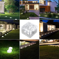 1 x RAW Customer Returns DAZZTIME set of 4 solar glass paving stones outdoor light, solar stones for outdoor garden waterproof, LED solar lamps balcony decoration, waterproof path lighting solar for garden terrace decoration - RRP €26.21