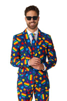 1 x RAW Customer Returns OFFSTREAM Men s Suit - Rainbow Hearts Suit Costume - Pride - Includes blazer, tie and trousers - RRP €40.28