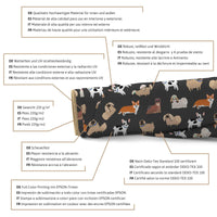 1 x Brand New DreamRoots Outdoor waterproof fabric by the meter 160 cm Width - Waterproof outdoor canvas 100 polyester 600D 220g m - Dark Cartoon Dogs furnishing fabrics by the meter 1M - RRP €19.2